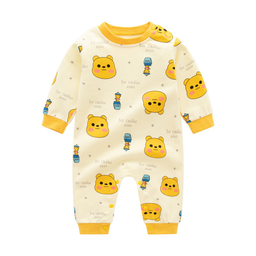New Product Autumn/Winter Baby Long Sleeve onesie for infants, cartoon-style for spring/autumn, children's pure cotton crawling suit, one piece drop shipping