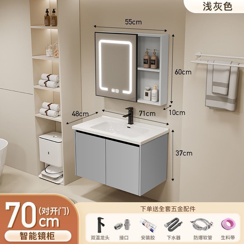 Gabinete de baño de aluminio inteligente espacial grueso combinación lavabo lavabo en cerámica lavabo fábrica de inodoro al por mayor