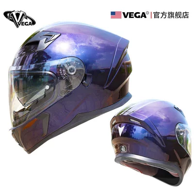 3C Certified, All-Season, Retro, Personalized, Kempinq və səyahət - m-chameleon-blue-and-purple-comes-with-anti-fog-patch-black-film-headgear-nose-protection-helmet-bag