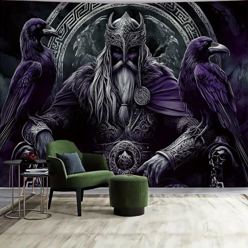 Cross-Border Supply of Norwegian Viking Tapestry Sword Ax Crow Tapestry Square Knot Tattoo Wall Hanging Decoration Free Accessory Package
