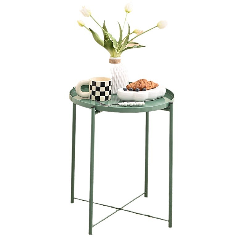 Hierro nórdico sin anillo de hierro bandeja extraíble Mesa sofá mesita de noche mesa de esquina moderna simple luz de lujo pequeña mesa redonda