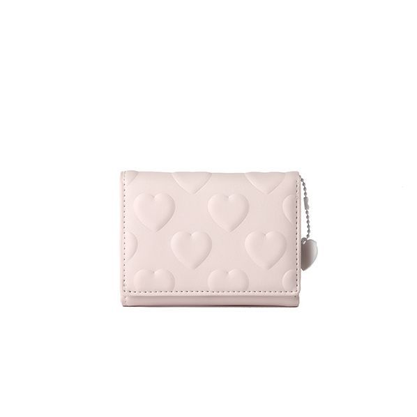 Amor corto bolso de cambio de mujer versión coreana lindo pequeño fresco plegable mini nicho bolso de tarjetas de estudiantes marea color sólido