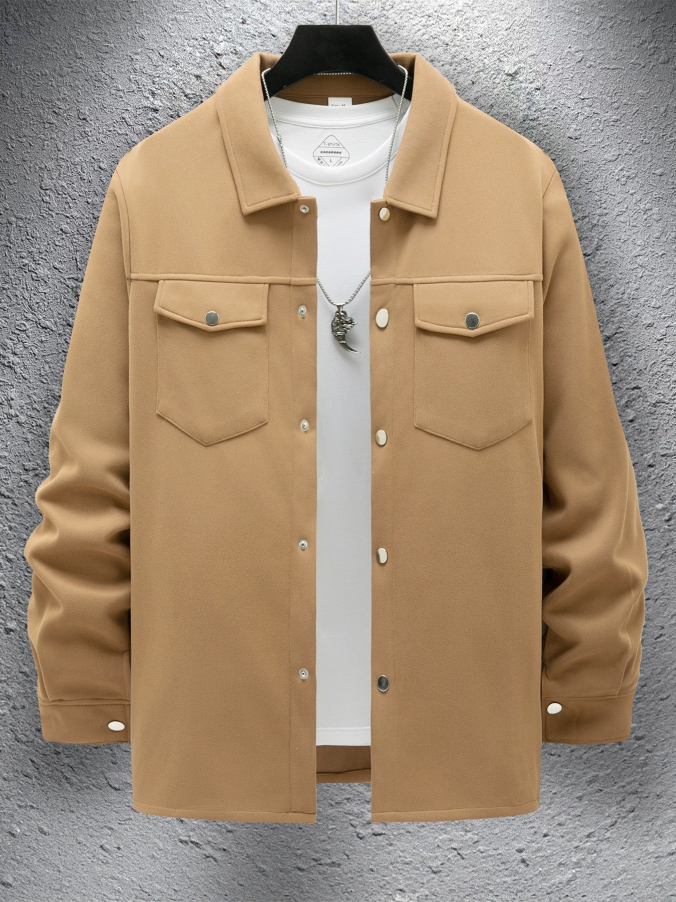 Denim Jacket For Men Lapel Single-breasted Solid Colour Winter_voghion.com