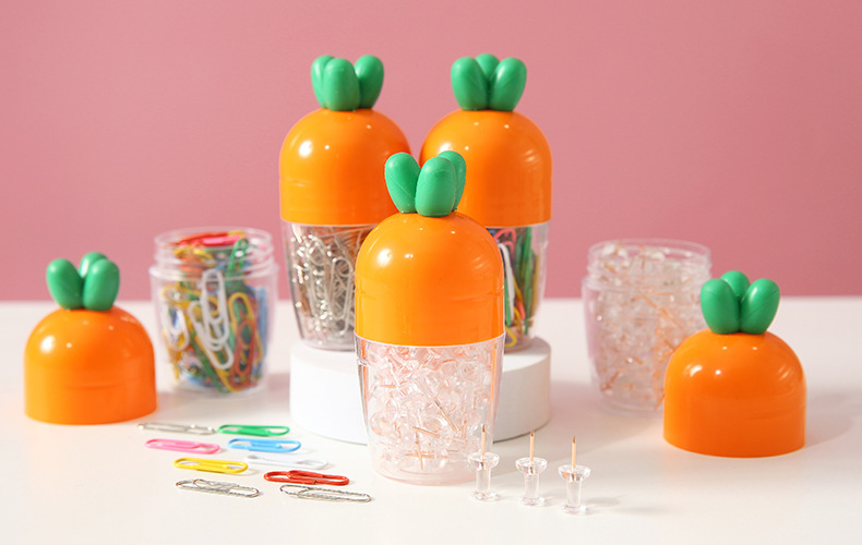 Creative Carrot Paper Clips Set Office Practical Paper Clip Set Simple Practical Bookmark Pushpin Set display picture 1