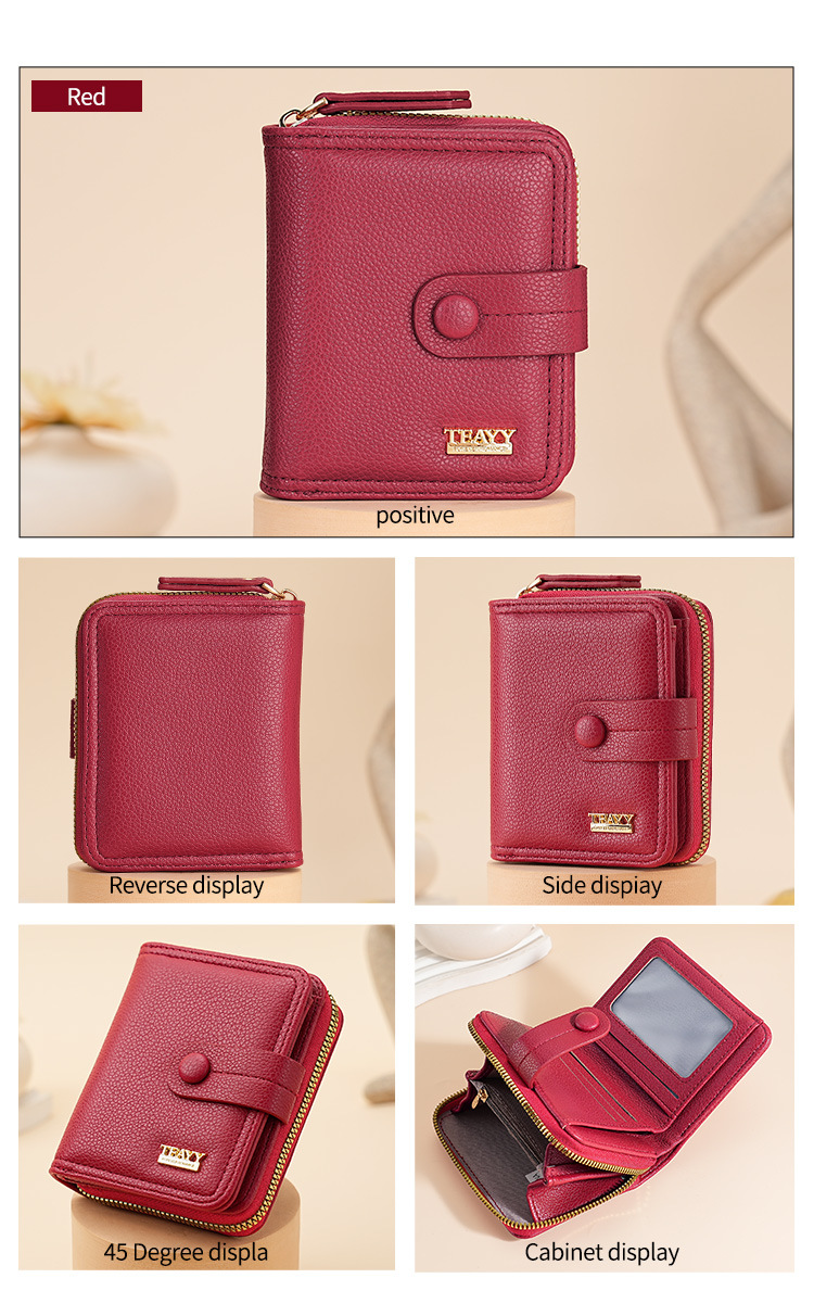 Solid Color Pattern Unisex Solid Color Pu Leather Side Zipper Wallets
