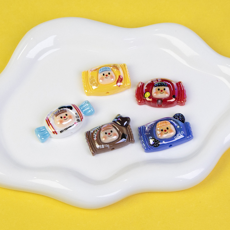 Mabe Electroplated Through-hole Resin Accessories Cartoon Food and Play Duomei Loose Beads DIY Mobile Phone Chain Beaded Jewelry Accessories
