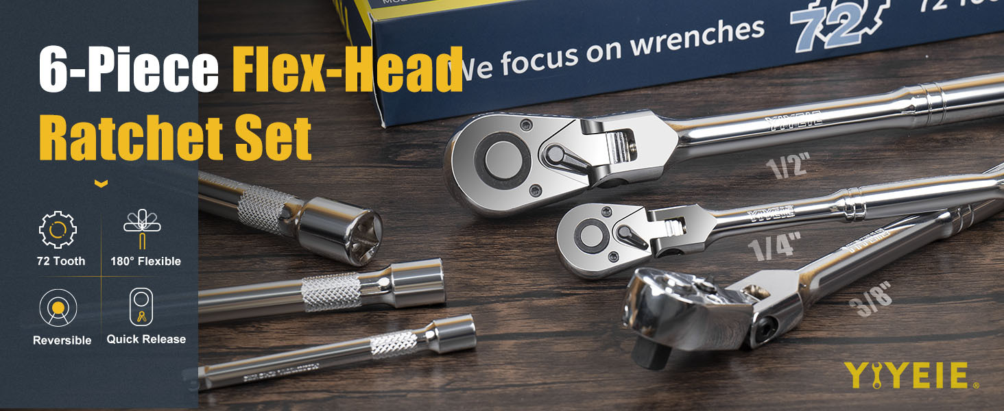 flex head ratchet set 1/2 1/4 3/8