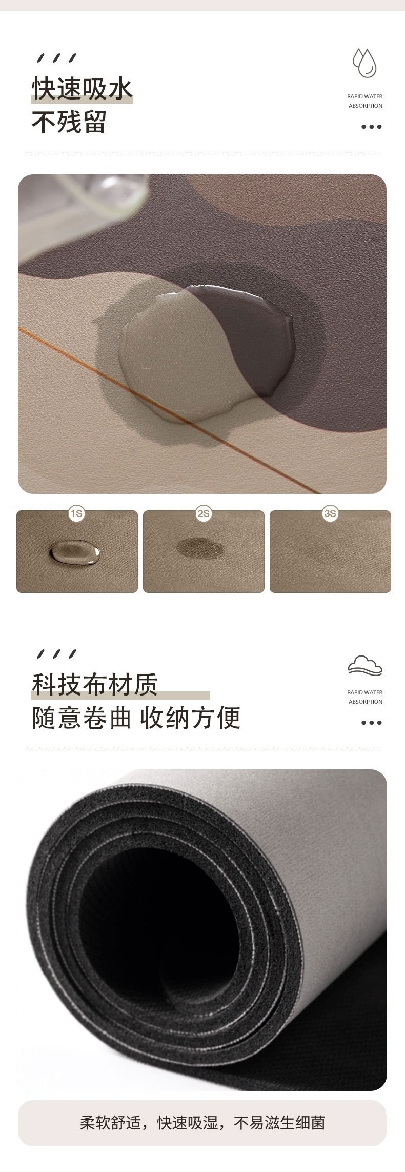 Cross-Border Export of Light Luxury Style Diatomaceous Earth Floor Mats, Water-Absorbent and Quick-Drying Bathroom Door Mats, Stain-Resistant and Washable Bathroom Floor Mats