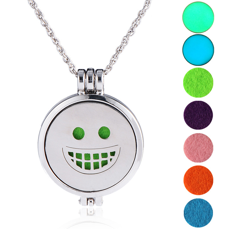 European And American Pendant Trend Atmosphere Fashion Hip Hop Smiley Face Expression Handmade Diy Aromatherapy Luminous Pendant Ornaments Necklace display picture 6