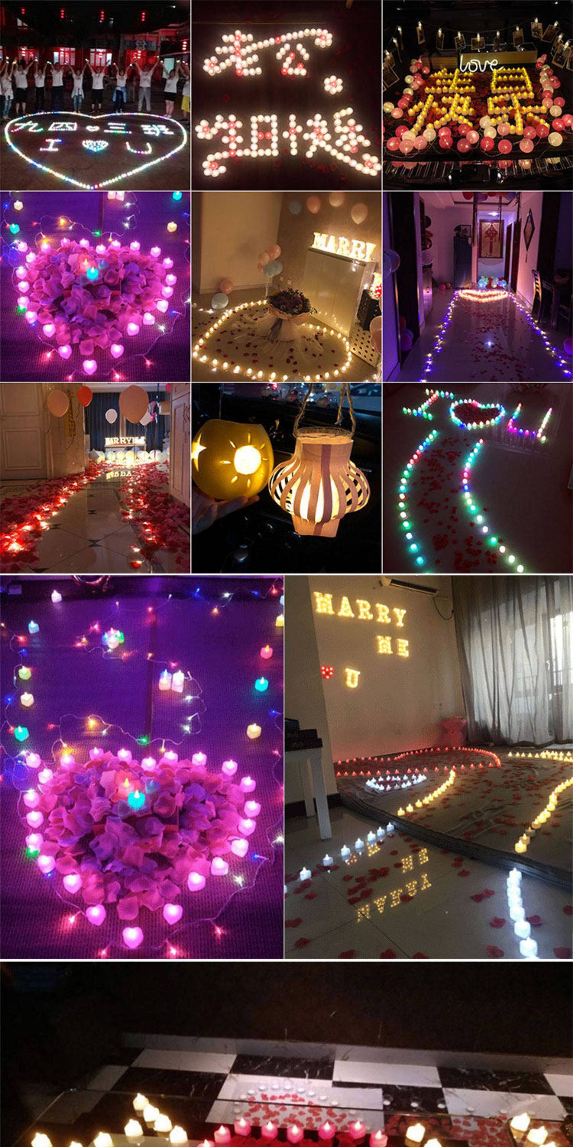 Cross-border Smokeless LED Electronic Candle Light Romantic Multicolor Heart-shaped Birthday Party Wedding Decoration Creative Small Ornament