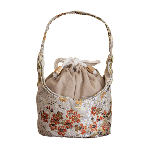 Cotton and Linen Bag Tea Pot Bag Express Cup Bag, Set of Pot and Cup, Portable Travel Storage Bag, New Chinese Style Pink