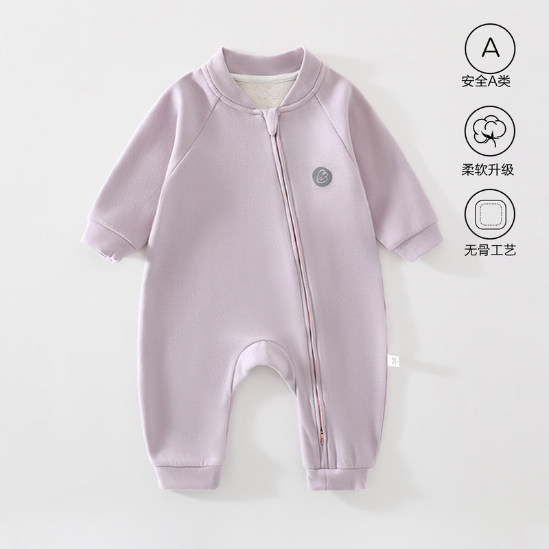 Baby jumpsuit for spring and autumn, long-sleeved outerwear, two-way zipper romper, newborn clothing, silk-cashmere underwear Baby jumpsuit for spring and autumn, long-sleeved outerwear, two-way zipper romper, newborn clothing, silk-cashmere underwear