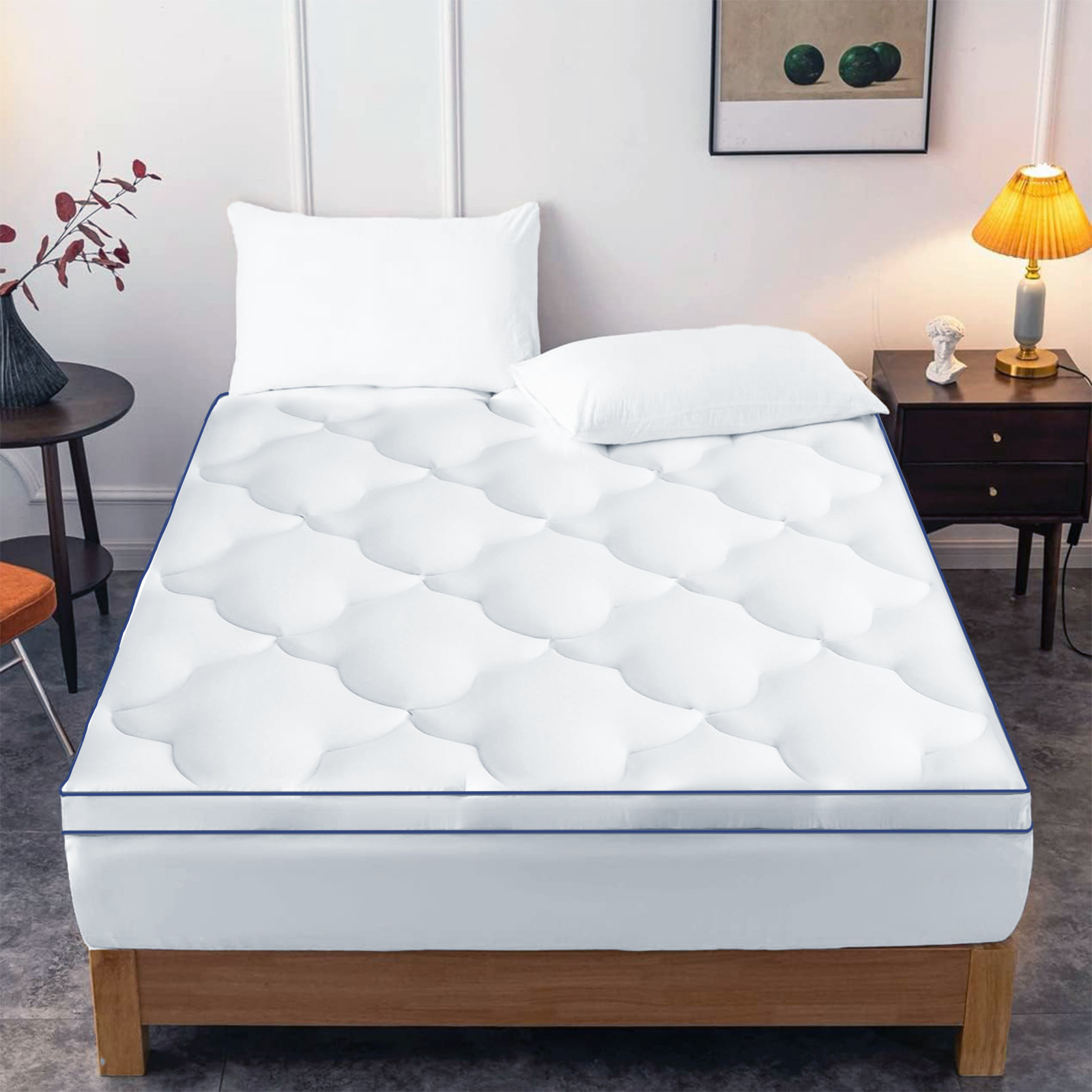 Colchón blanco, fondo de cama, acolchado en forma de flor, hotel acolchado, colchón acolchado, cojín suave, colchón grueso, comercio exterior