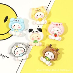 漫画かわいい樹脂アクセサリー明るい顔動物ヘッドカバークリームdiy素材ステッカー手作り装飾品