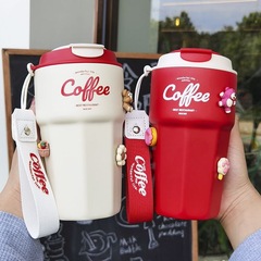 ins風保溫杯女士高顏值男學生咖啡水杯304不鏽鋼辦公居家車載杯子