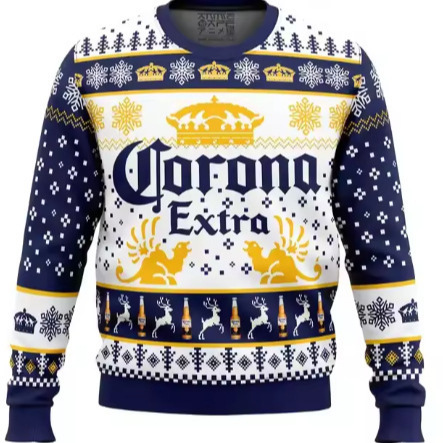25 New Corona Extra Christmas Gift Ugly Sweater Hot Selling Merry Christmas 3D Printed Round Neck Sweater