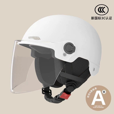 Motosiklet dəbilqələri – Electric Vehicle Helmet for Men - one-size-fits-all-3c-white-anti-fog-long-mirror-removable-ear-protection-for-all-seasons