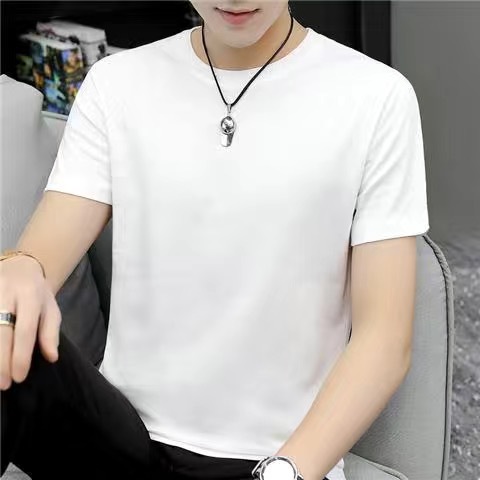 Camiseta de manga corta de los hombres camisa de fondo de media manga suelta de los hombres cuello redondo versátil camiseta pareja juvenil mismo estilo puesto de suministro