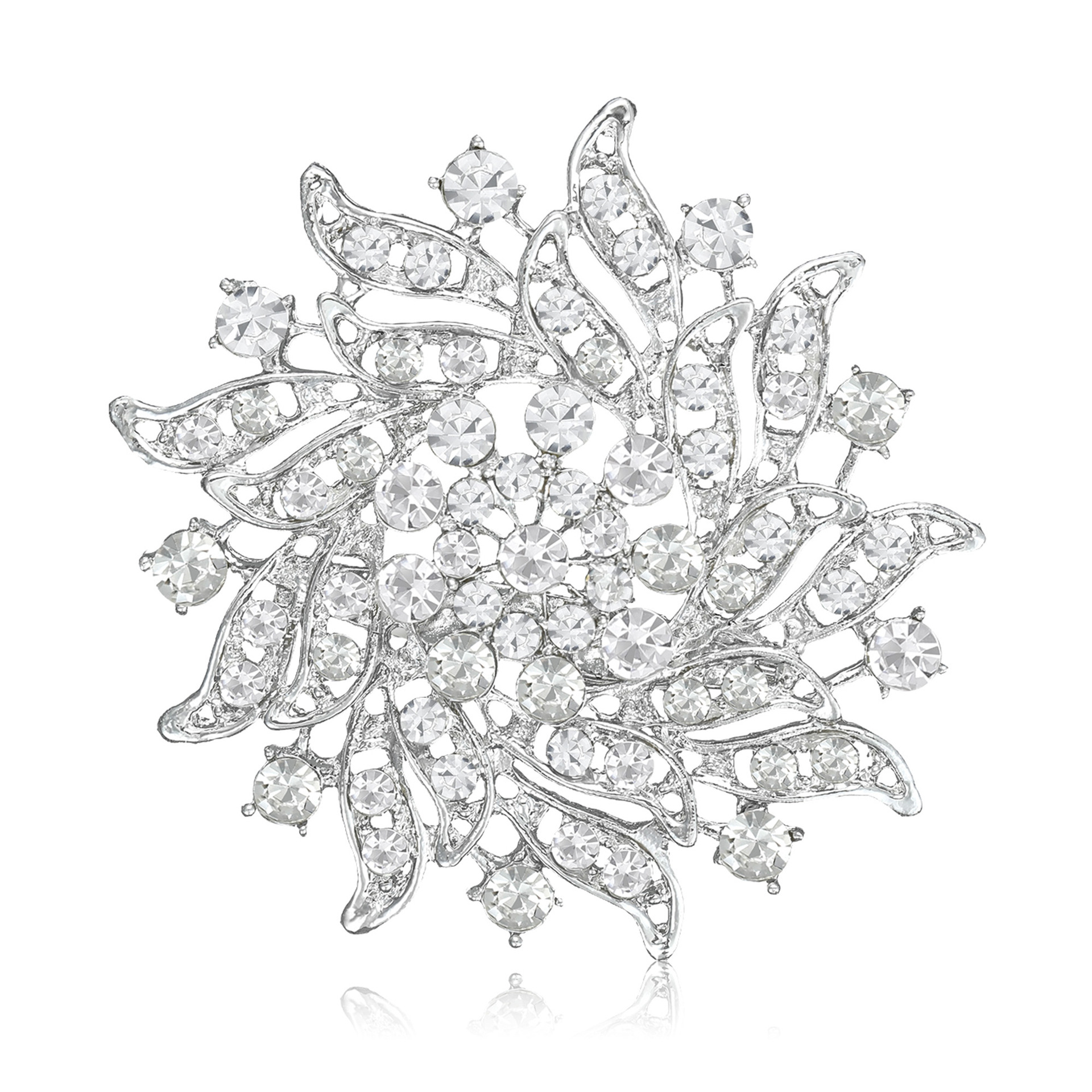 Cross-Border European and American Fashion Rhinestone Sunflower Brooch, High-End Versatile Clothing Pin for Women, Fixed Clothing Pin, Factory Direct Sale