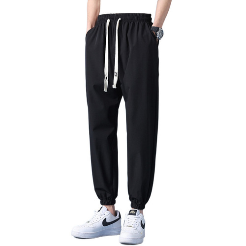 Men's 2025 Spring and Summer 9-inch Straight-leg Athletic Pants Ice Silk Loose Casual Bottoms