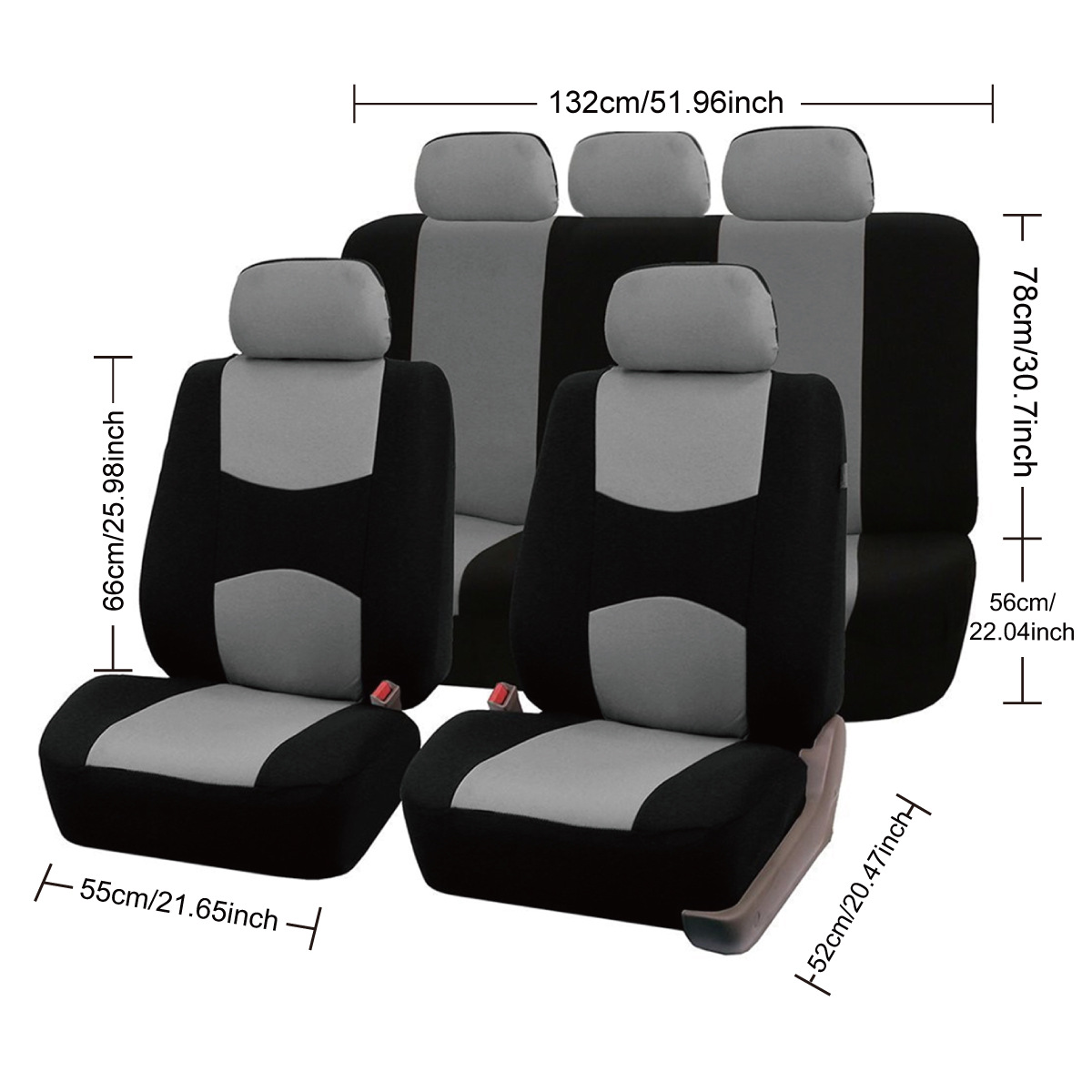 General polyester cloth car seat cover 9 sets_voghion.com