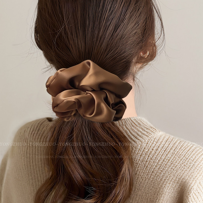 Satín coreano anillo de cabello de intestino grande mujer de moda cuerda de cabeza de alta calidad temperamento flor de cabello bola de cabello toque de cabeza