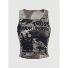 I 26253 Dark graffiti print tank top ����Ϳѻ���ֱ���