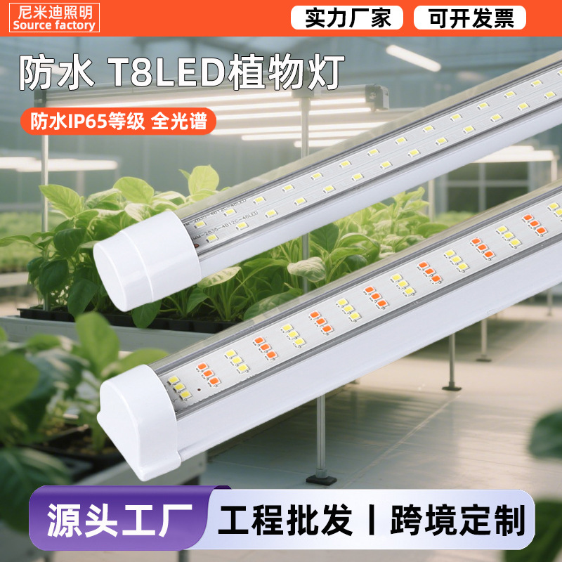 T8三排灯管led仿太阳光植物灯生长灯多肉上色室内花卉育苗补光灯