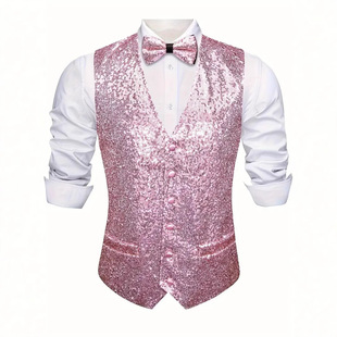 Cross-Border Men's Stage Performance Clothing Small Sequin Vest Photo Studio Photo Host Singer Emcee Vest