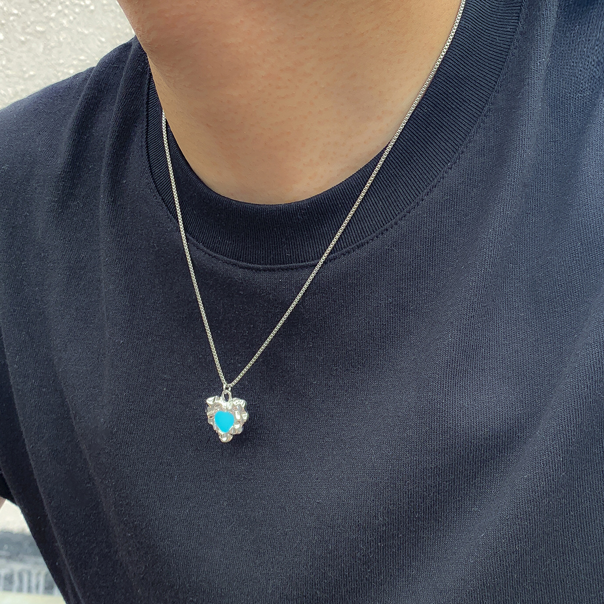 1 Piece Fashion Heart Shape Alloy Enamel Menu0027S Pendant Necklace