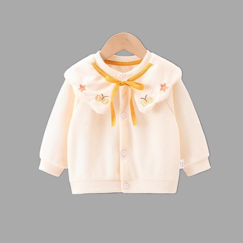 Chaqueta de bebé modelos de primavera y otoño primavera para niñas 2024 nuevo estilo top de estilo occidental para bebés cárdigan de otoño para niños estilo occidental