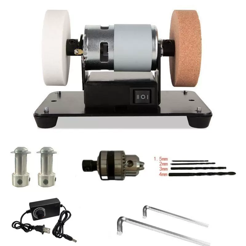 跨境电动砂轮机小型家用电动打磨抛光钻孔机台式粗细双砂轮微型磨