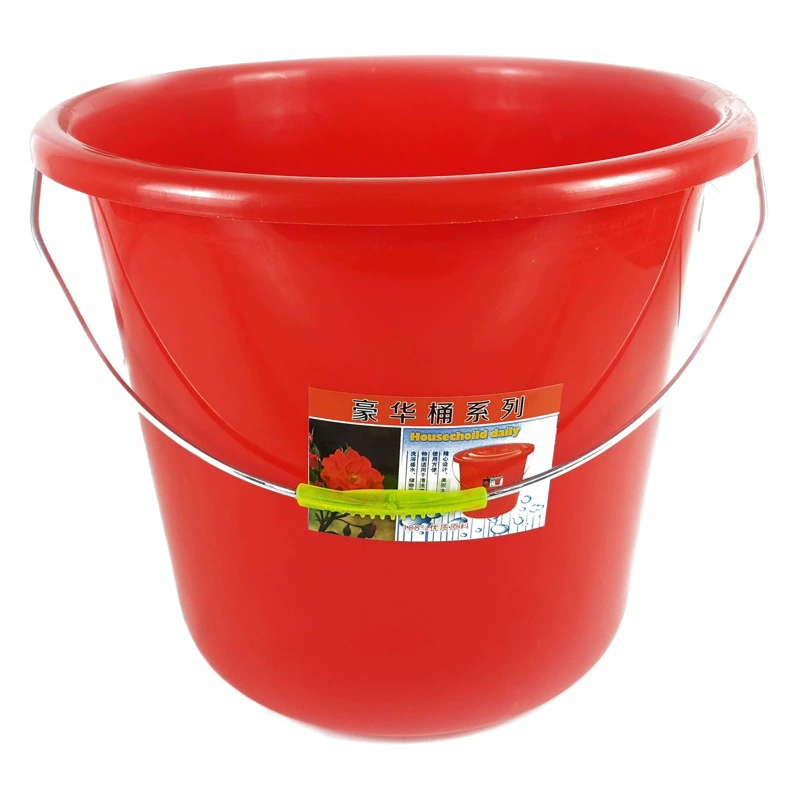 Большое красное пластиковое ведро для бытового использования, подходит для мытья автомобилей, стирки, утолщенное с крышкой, пластиковое ведро для пляжа, красное ведро для общежития.