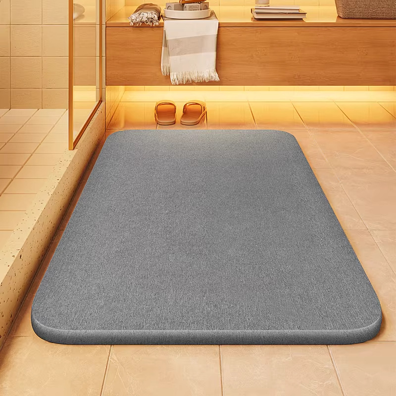 Cross-Border Hard Diatom Mud Absorbent Floor Mat Bathroom Bathroom Quick-Drying Foot Mat Toilet Door Non-Slip Thickened Foot Mat