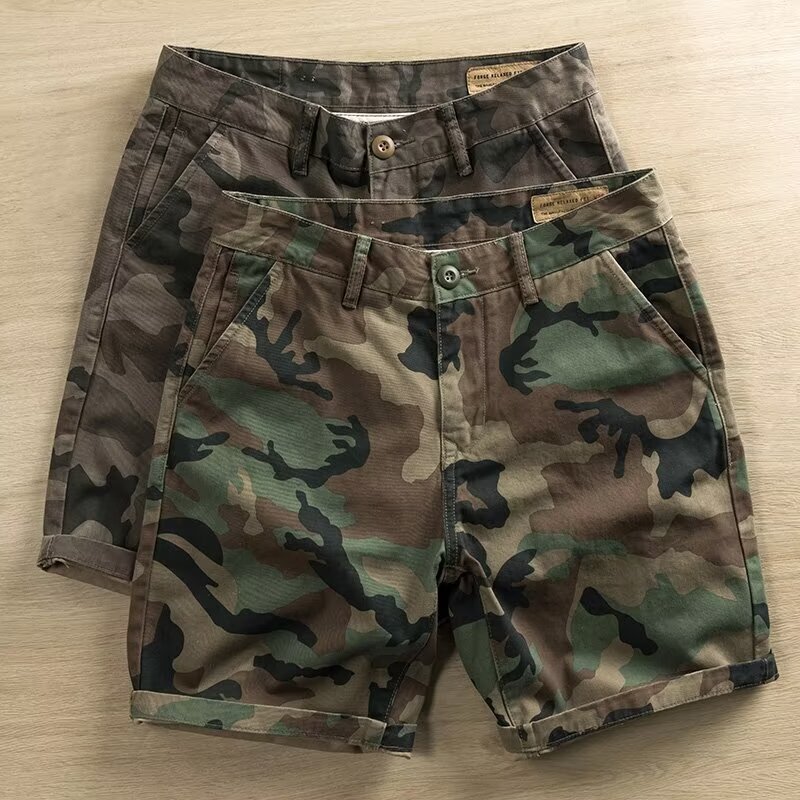 Camouflage Pattern Summer Shorts for Men, Trendy Khaki American-Style Casual Slim-Fit Five-Point Pants, Trendy Loose Workwear Pants Camouflage Pattern Summer Shorts for Men, Trendy Khaki American-Style Casual Slim-Fit Five-Point Pants, Trendy Loose Workwear Pants