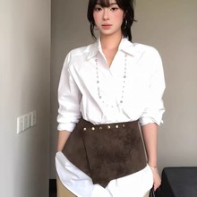 优雅复古新款屁帘 不规则法式浪漫腰封 搭配衬衫半身裙麂皮绒腰带