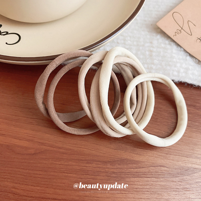 Color mezclado tejido elástico banda de pelo 6-piece set nicho de moda durable cuerda de pelo simple todo-Partido alta Cola de Caballo banda de goma al por mayor