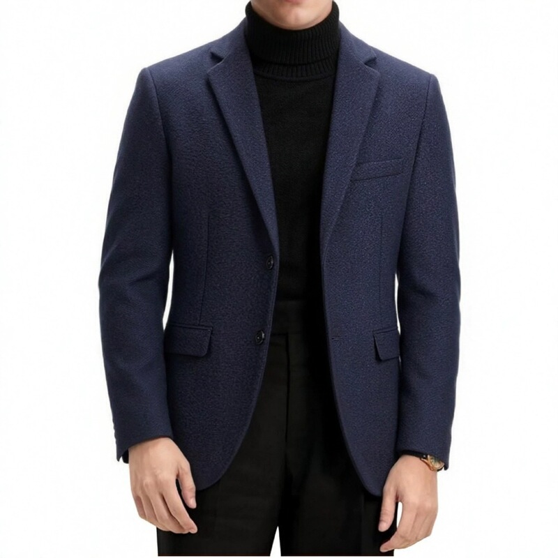 Men's Short Woolen Blazer, Autumn and Winter Two-Button Single Jacket, Business Casual Slim-Fit Woolen Suit Men's Short Woolen Blazer, Autumn and Winter Two-Button Single Jacket, Business Casual Slim-Fit Woolen Suit