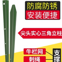 三角铁实心立柱铁丝网围栏杆防锈牛栏网柱Y型铸铁尖头柱加厚立柱