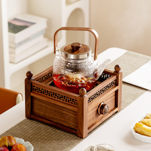 Walnut Silent Electric Ceramic Stove Retro Tea Maker Household Tea Stove High Temperature Resistant Ceramic Pot Glass Tea Stove