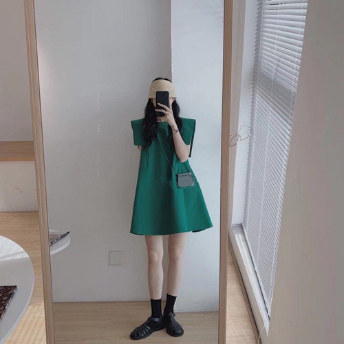 Ladies' Dress 2025 New Pure Color Elegant Body-Concealing Sleeveless A-Line Skirt Ins Small Figure Mature Style Dress Trendy