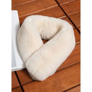 Winter Cute Rex Rabbit Fur Scarf Magnet Women's Short Warm Student Fur Wrasse Rabbit Fur Scarf Suction Buckle Fur Collar