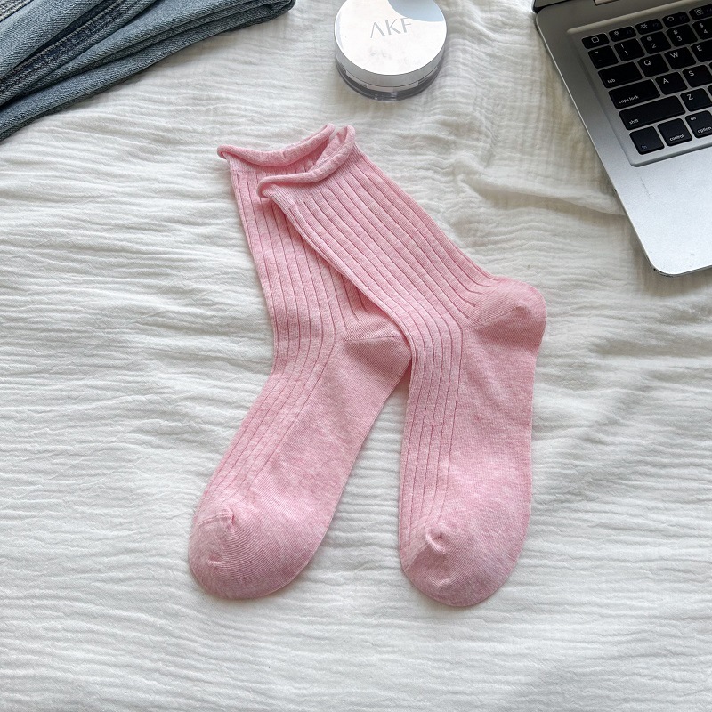 Calcetines coreanos Dongdaemun de verano, finos, transpirables y de color sólido, diseño minimalista.