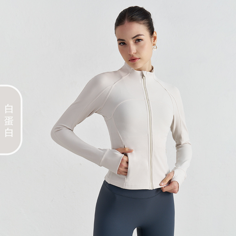 NUF otoño invierno desnudo sensación de yoga chaqueta deportiva de cuello vertical chaqueta deportiva de alta calidad de la mujer malla trasera ropa de yoga transpirable