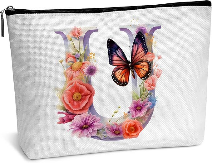 Amazon Cross-border explosiva bolsa de cosméticos para mujer bolsa de almacenamiento de viaje de flores bolsa de letras algodón y lino impresión de doble cara
