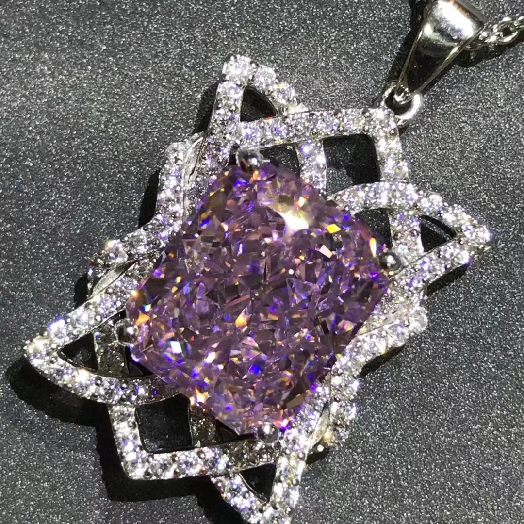 Cuadrado Radian corte rosa amarillo de alto carbono pendiente de diamante de 5 quilates cuadrado incrustado importación de alto carbono zircón