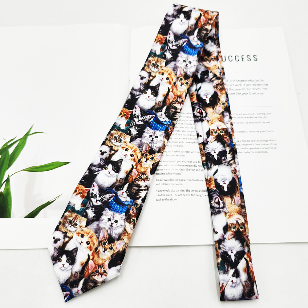 Fabricante spot impresión digital corbata de hombre estilo de Hong Kong moda retro casual animal divertido hecho a mano estilo 8cm
