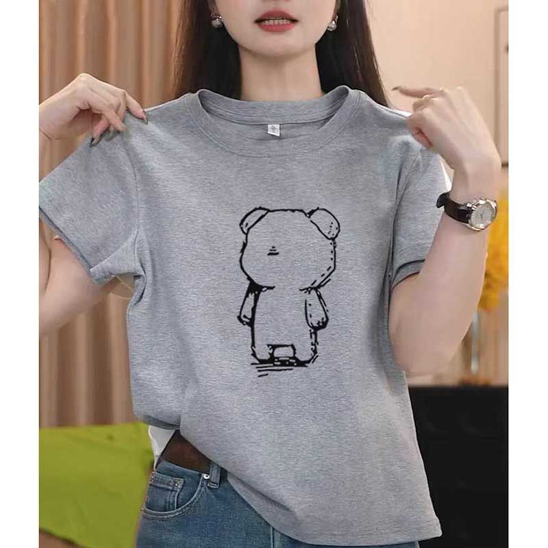 2025 新しいスタイルの年齢を減らす右肩純綿半袖 Tシャツレディースファッショナブルで多用途なグレートップボトムシャツ夏|undefined