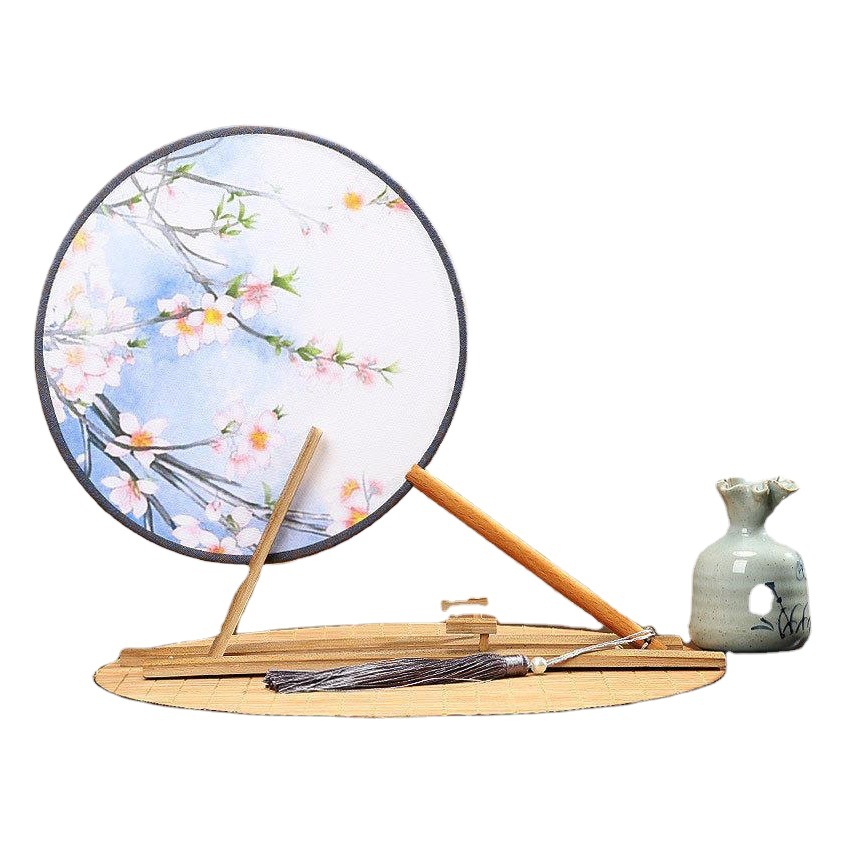 Hanfu de una sola cara abanico redondo de seda de tela de estilo antiguo abanico de palacio de estilo chino artístico retro ventilador redondo al por mayor regalo de artesanía de baile