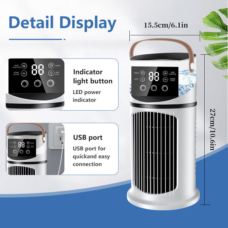 Spray Desktop Cooling Fan, Air Cooler for Home and Office, Strong Wind, USB Multifunctional Timer Air Cooler